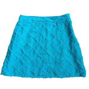 For Cynthia Linen Blend Textured A-Line Skirt Turquoise Textured Mini Skirt PL